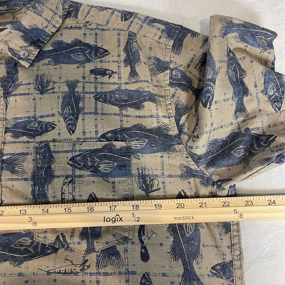 Eddie Bauer Shirt Men Medium Multi Fishing Button Down Classic Fit Outdoor‎ Camp